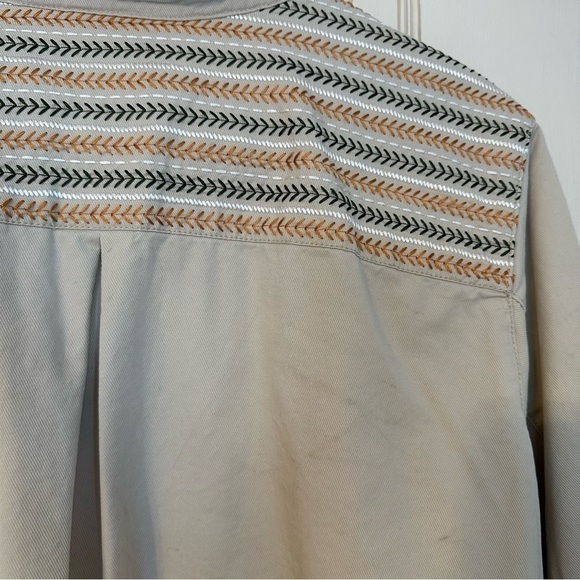 Denim & Co Jacket Khaki Denim with Embroidered Yolk & Cuffs Front Pockets SizeXL - Picture 7 of 9
